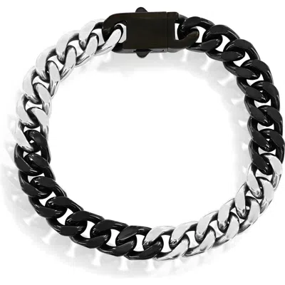 Blackjack Cuban Link Bracelet In Black/silver