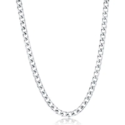 Blackjack Cuban Link Chain Necklace In Silver
