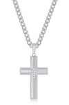 Blackjack Cubic Zirconia Cross Pendant Necklace In Silver