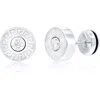 Blackjack Cubic Zirconia Greek Key Round Stud Earrings In Silver