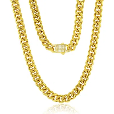 Blackjack Cubic Zirconia Lock Cuban Chain Necklace