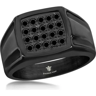 Blackjack Cubic Zirconia Pavé Signet Ring In Black