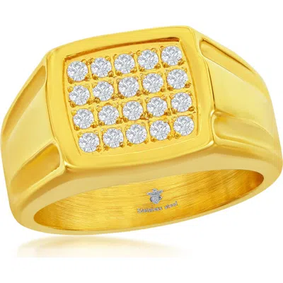 Blackjack Cubic Zirconia Pavé Signet Ring In Gold