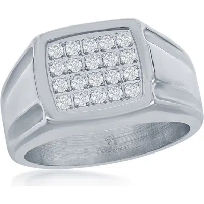 Blackjack Cubic Zirconia Pavé Signet Ring In Silver