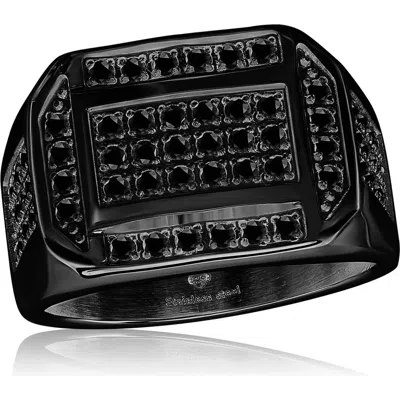 Blackjack Cubic Zirconia Signet Ring In Black