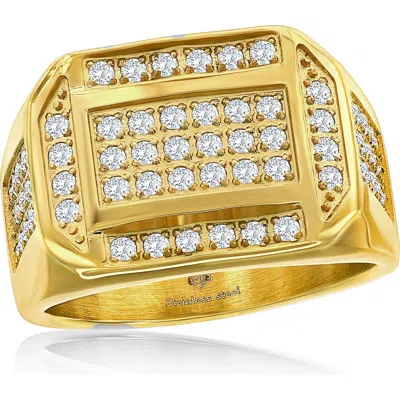 Blackjack Cubic Zirconia Signet Ring In Gold