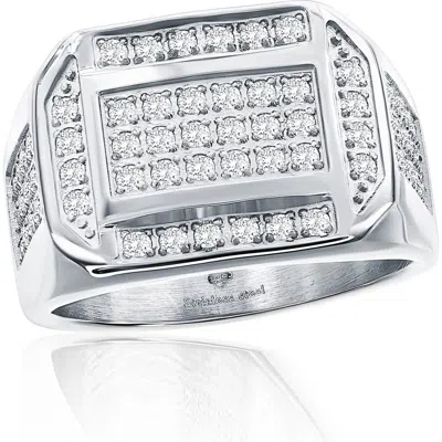 Blackjack Cubic Zirconia Signet Ring In Metallic