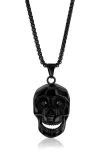Blackjack Cubic Zirconia Skull Pendant Necklace In Black