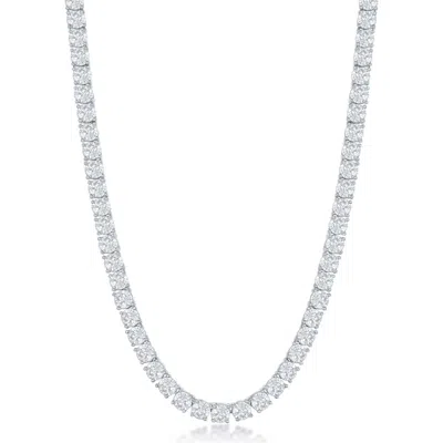 Blackjack Cubic Zirconia Tennis Necklace In Silver