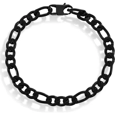 Blackjack Figaro Chain Bracelet In Black
