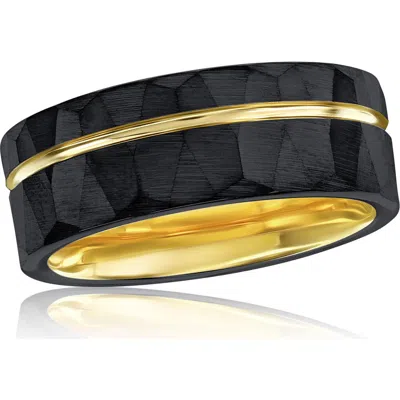 Blackjack Hammered Two-tone Ring In Black
