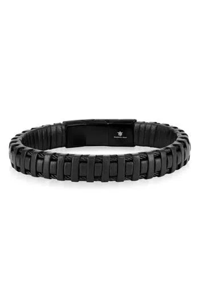 Blackjack Leather Wrapped Bracelet In Black