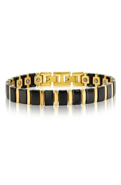 Blackjack Link Two-tone Bracelet In Black