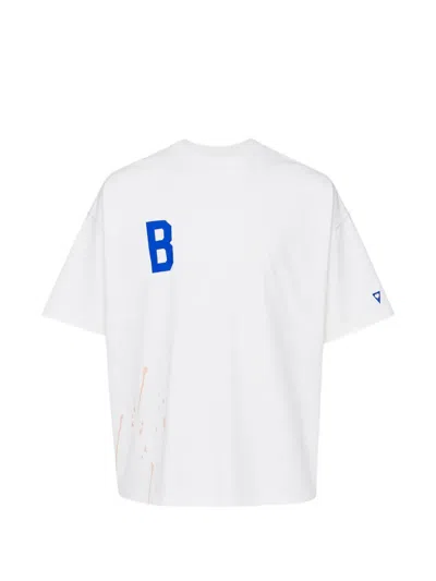 Blackjack Logo-print Paint-splatter T-shirt In White