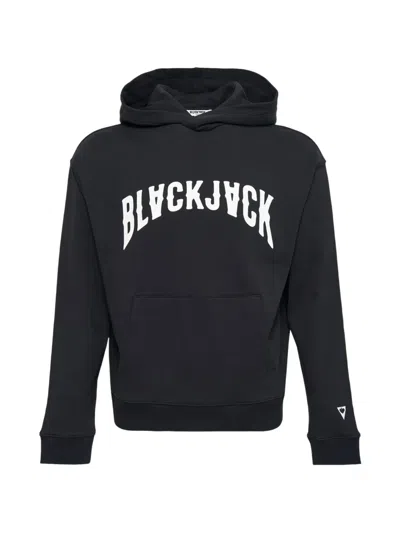 Blackjack Long-sleeve Logo-lettering Hoodie In Black