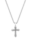 Blackjack Men's Cubic Zirconia Cross 24" Pendant Necklace In Stainless Steel In Steel