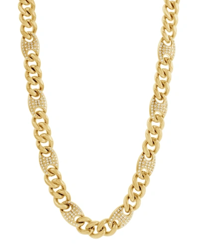 Blackjack Men's Cubic Zirconia Mariner & Curb Link 24" Chain Necklace In Gold-tone