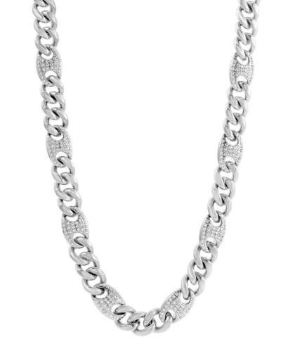 Blackjack Men's Cubic Zirconia Mariner & Curb Link 24" Chain Necklace In Steel