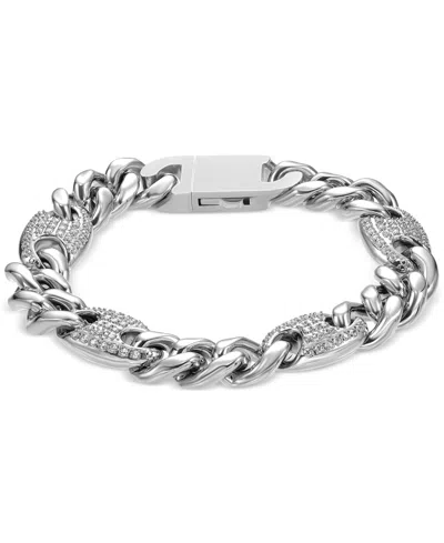 Blackjack Men's Cubic Zirconia Mariner & Curb Link Bracelet In Steel