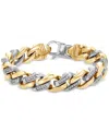 Blackjack Men's Cubic Zirconia Two-tone Monaco Link Bracelet In Stainless Steel & Gold-tone Ion-plate In Gold-tone