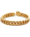 Blackjack Men's Miami Cuban Link Cubic Zirconia Bracelet In Gold-tone Ion-plated Stainless Steel In Gold-tone