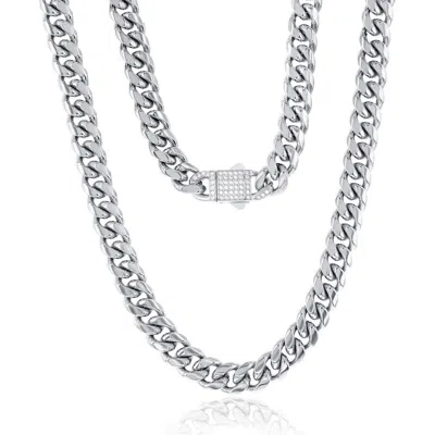 Blackjack Miami Cuban Link Chain Necklace In Silver