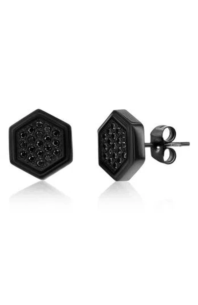 Blackjack Pavé Cubic Zirconia Hexagon Stud Earrings