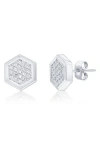 Blackjack Pavé Cubic Zirconia Hexagon Stud Earrings