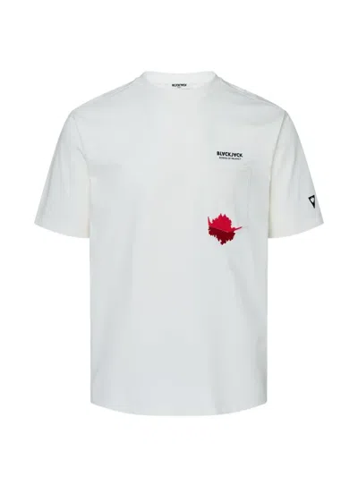 Blackjack Red Ink Logo-print Pocket T-shirt In White