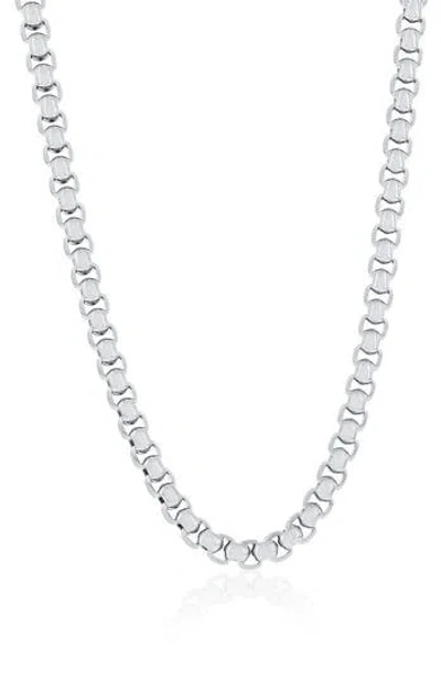 Blackjack Round Box Chain Necklace In Silver