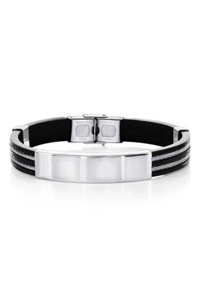 Blackjack Silicone & Stainless Steel Id Bar Bracelet