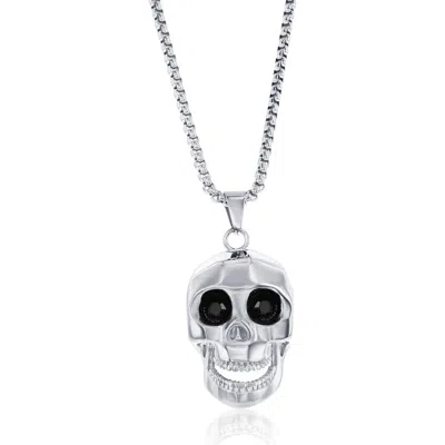 Blackjack Skull Pendant Necklace In Silver