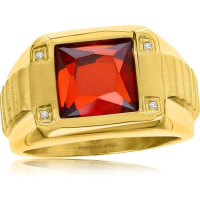 Blackjack Spinel & Cubic Zirconia Signet Ring In Red