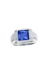 Blackjack Square Ring In Genuine Blue Spinel
