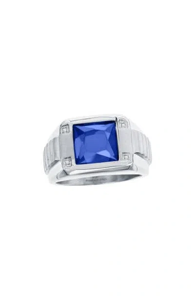 Blackjack Square Ring In Genuine Blue Spinel
