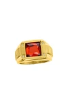 Blackjack Square Ring In Genuine Red Spinel