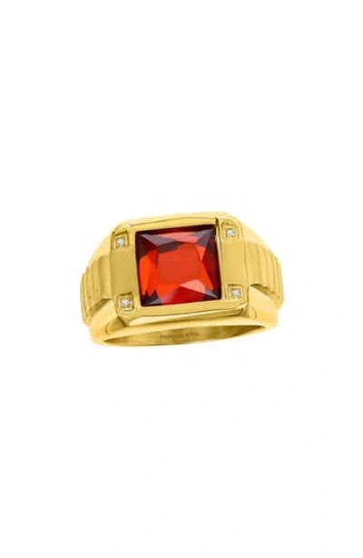 Blackjack Square Ring In Genuine Red Spinel