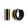 Blackjack Stainless Steel 13mm Black & Gold Double Lined Hoop Earrings In Black