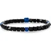 Blackjack Stainless Steel Bead Bracelet In Black/blue