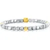 Blackjack Stainless Steel Bead Bracelet In Silver/gold