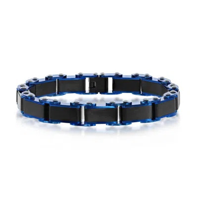 Blackjack Stainless Steel Black & Blue Industrial Link Bracelet