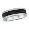 Blackjack Stainless Steel Black Mesh Inlay Polished Band Ring In Black