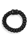Blackjack Stainless Steel Cuban Chain Bracelet In Black