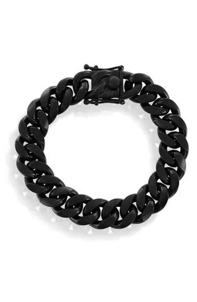 Blackjack Stainless Steel Cuban Chain Bracelet In Black