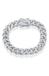 Blackjack Stainless Steel Cuban Chain Bracelet In Silver