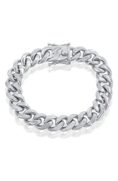 Blackjack Stainless Steel Cuban Chain Bracelet In Silver