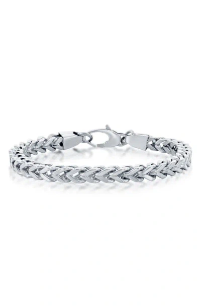 Blackjack Stainless Steel Franco Chain Bracelet In Silver