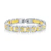 Blackjack Mens Stainless Steel Two-tone Cz Cross Link Bracelet In Gold