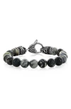 Blackjack Stainless Steel Gray Jasper Beaded Bracelet In Gray Jasper