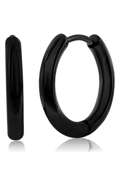 Blackjack Stainless Steel Hoop Earrings In Black
